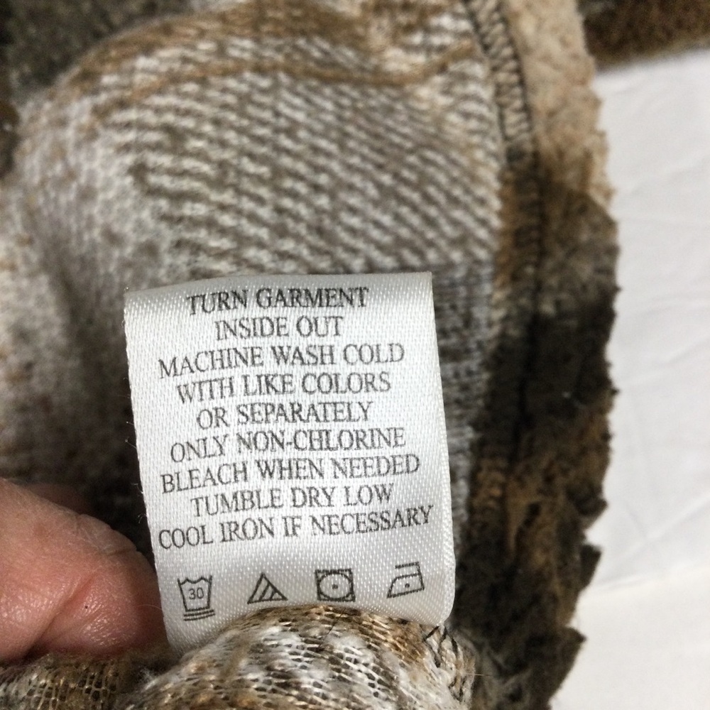 Almost Famous Womens Plaid Sherpa Shacket Button-Up Jacket in Brown & Cream Sz M - Picture 11 of 11